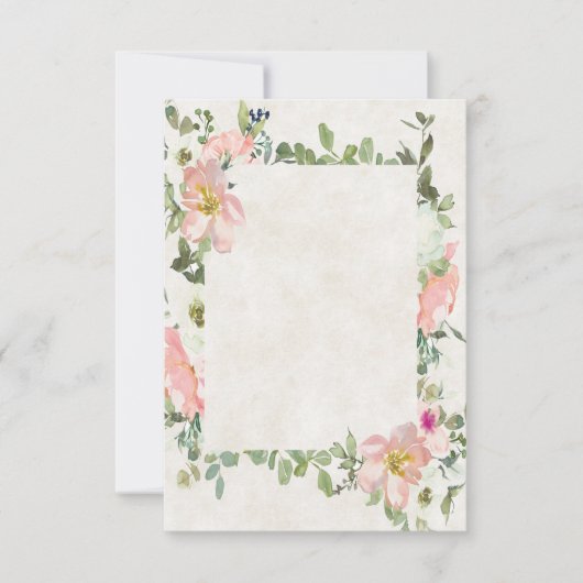 Leeg budget Roze bloemenframe bruiloft  Kaart (Voorkant)