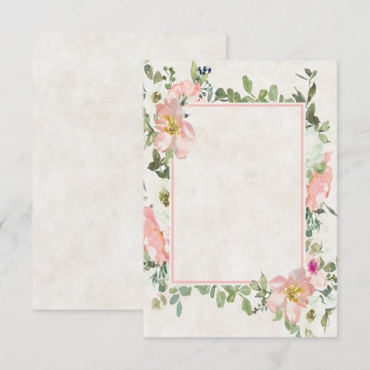 Leeg budget Roze bloemenframe bruiloft Uitnodiging (Voorkant / Achterkant)