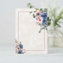 Leeg budget Roze en blauwe bloem bruiloft Uitnodig