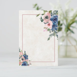 Leeg budget Roze en blauwe bloem bruiloft Uitnodig Kaart