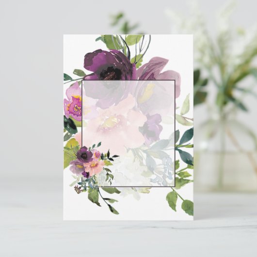 Leeg budget Roze en paarse bloemen bruiloft  Kaart (Staand voorkant)