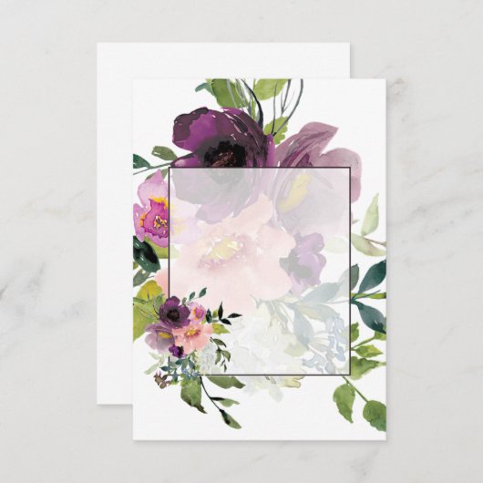 Leeg budget Roze en paarse bloemen bruiloft  Kaart (Voorkant / Achterkant)