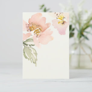 Leeg budget roze waterverf bloem bruiloft kaart
