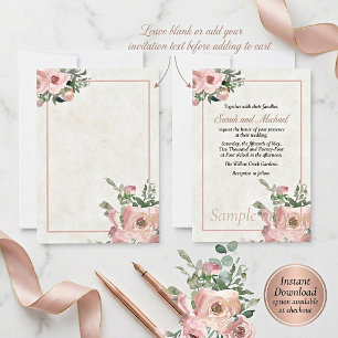 Leeg budget Roze waterverf bloemen bruiloft Uitnod Kaart