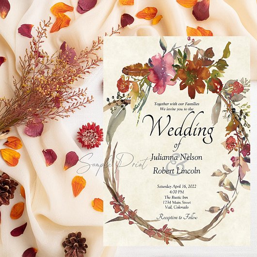 Leeg budget Waterverf Boho bloemen bruiloft  Kaart