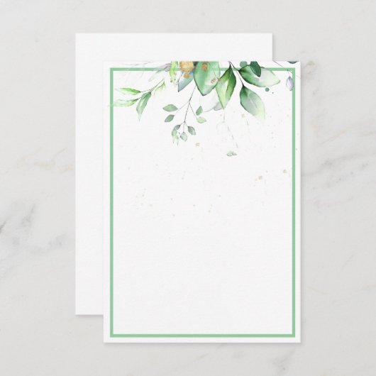 Leeg budget Waterverf groene bruiloft Uitnodiging (Voorkant / Achterkant)