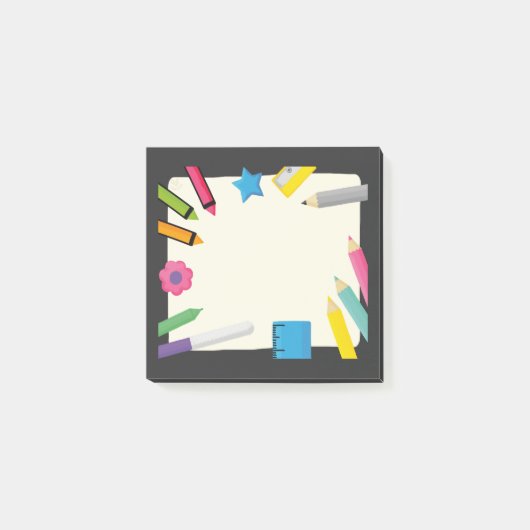 Leeg Canvas met Kleurrijke Kantoorartikelen Rand Post-it® Notes (Voorkant)
