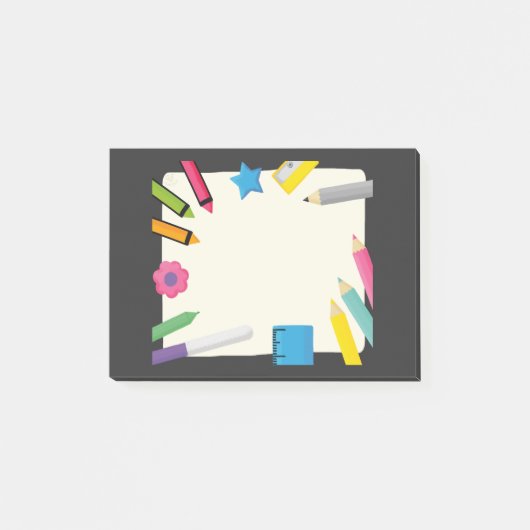 Leeg Canvas met Kleurrijke Kantoorartikelen Rand Post-it® Notes (Voorkant)