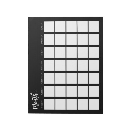 Leeg maandrooster notitieblok (Linkerzijde)