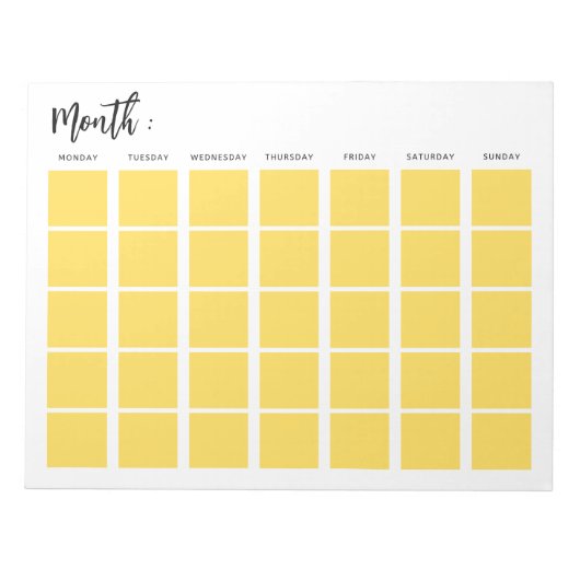 Leeg maandrooster notitieblok (Voorkant)