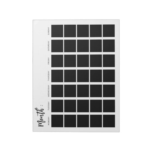 Leeg maandrooster notitieblok (Linkerzijde)