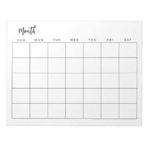 Leeg maandrooster notitieblok