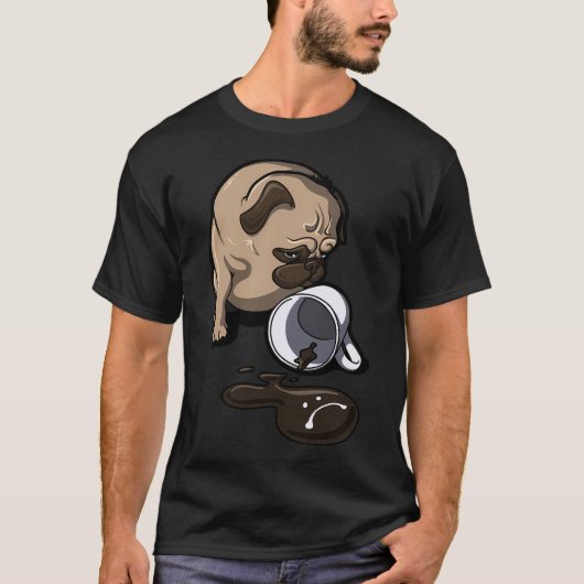 Leeg Mok Droevige Pug T-shirt (Voorkant)