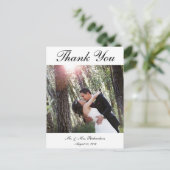 Leeg - Vert. B&W Aangepaste trouwfoto Dank u Briefkaart (Staand voorkant)
