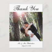 Leeg - Vert. B&W Aangepaste trouwfoto Dank u Briefkaart (Voorkant)