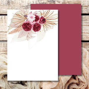 Leeg Voeg Je Eigen Boho Burgundy Pampas Gras Toe Kaart