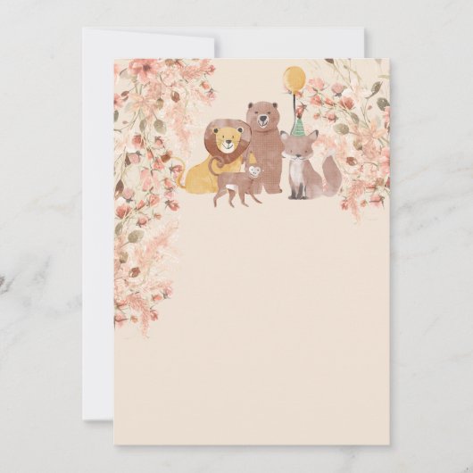 Leeg Voeg je eigen Boho Safari roze Pampas gras to Kaart (Voorkant)