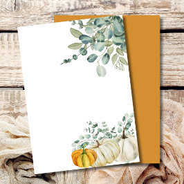 Leeg Voeg Je Eigen Herfst Pompoen Oranje Wit Toe Kaart