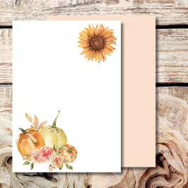 Leeg Voeg Je Eigen Herfst Pompoen Oranje Zonnebloe Kaart