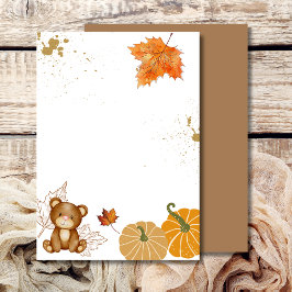 Leeg Voeg Je Eigen Herfst Pompoen Teddybeer Toe Kaart