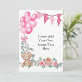 Leeg Voeg je eigen Oh Baby Girl Ballon Eucalyptus Kaart (Staand voorkant)