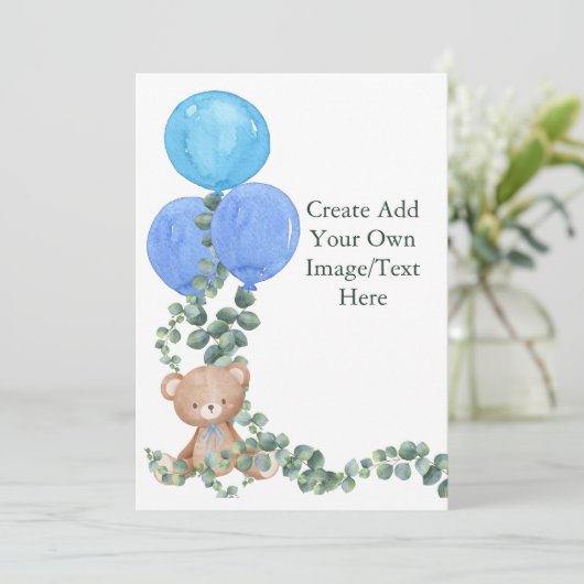 Leeg Voeg je eigen Oh Boy Beer ballon Eucalyptus t Kaart (Staand voorkant)