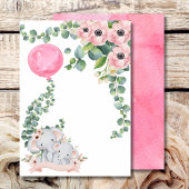 Leeg Voeg je eigen roze ballon Eucalyptus toe Kaart