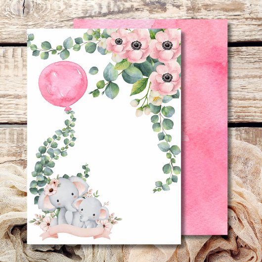 Leeg Voeg je eigen roze ballon Eucalyptus toe Kaart