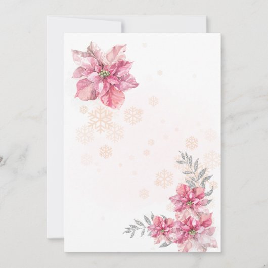 Leeg Voeg je eigen roze sneeuwvlok poinsettia toe Kaart (Voorkant)