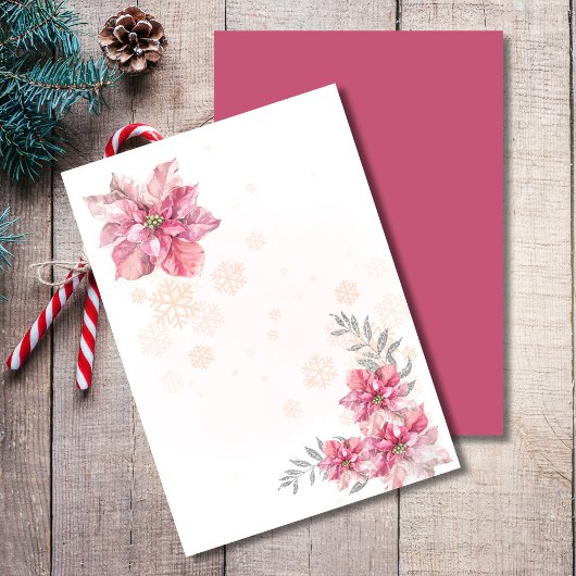 Leeg Voeg je eigen roze sneeuwvlok poinsettia toe Kaart