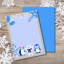 Leeg Voeg je eigen sneeuwvlok pinguïns ijsbeer toe Kaart