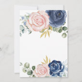 Leeg Voeg je eigen tekst Navy blue blush pink flor Kaart (Voorkant)
