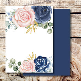 Leeg Voeg uw eigen tekst toe Navy blue blush roze Kaart