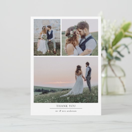 Leeg voor uw bericht Gepersonaliseerde foto bruilo Bedankkaart (Staand voorkant)