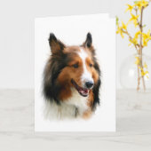 Leeg Wenskaart Sheltie Kaart (Gele Bloem)