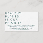 Leegbladerige bladeren Huisplant Hand getekend Visitekaartje (Achterkant)