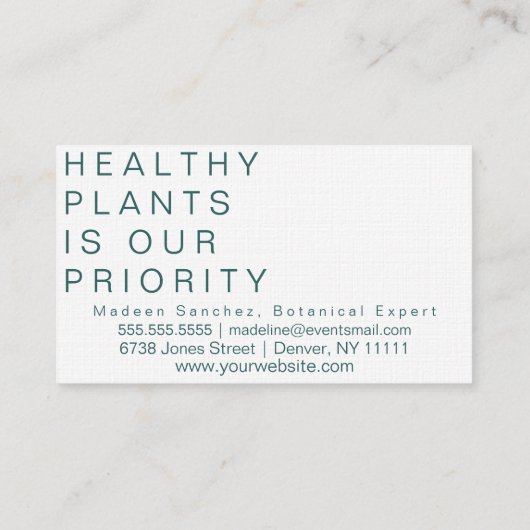 Leegbladerige bladeren Huisplant Hand getekend Visitekaartje (Achterkant)