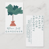 Leegbladerige bladeren Huisplant Hand getekend Visitekaartje (Voorkant / Achterkant)