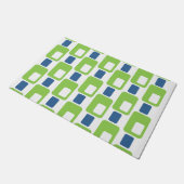 Leeggroene en blauwe rechthoeken deurmat (Schuin)
