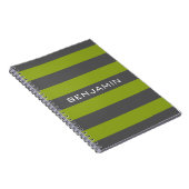 Leeggroene en grijze ringstrepen met aangepaste na notitieboek (Rechterzijde)