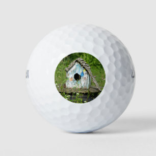 leegstaand vogelhuis golfballen