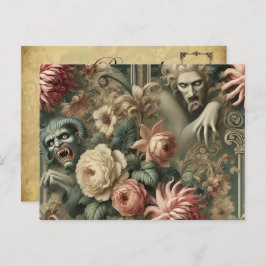 Leegstaande harten - Gotisch Victoriaans Feestdagenkaart