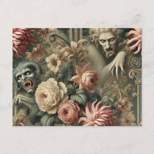 Leegstaande harten - Gotisch Victoriaans Feestdagenkaart (Voorkant)