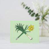 Leek en Daffodil Crossed Briefkaart (Staand voorkant)