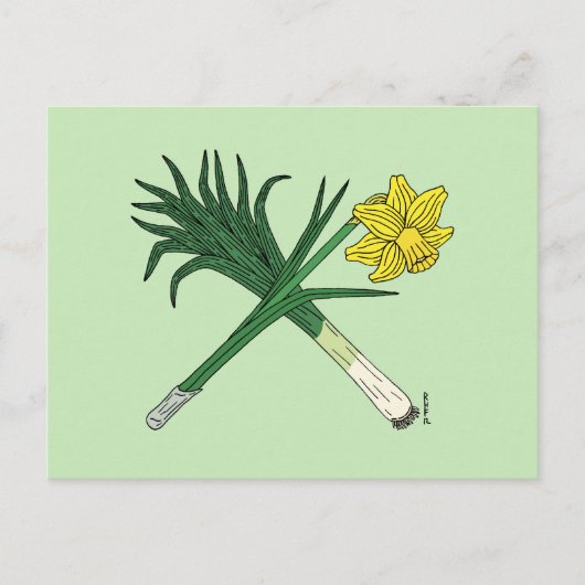 Leek en Daffodil Crossed Briefkaart (Voorkant)