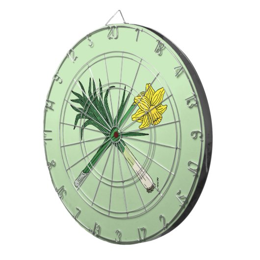 Leek en Daffodil Crossed Dartbord (Voorkant Rechts)