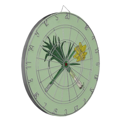 Leek en Daffodil Crossed Dartbord (Voorkant Links)