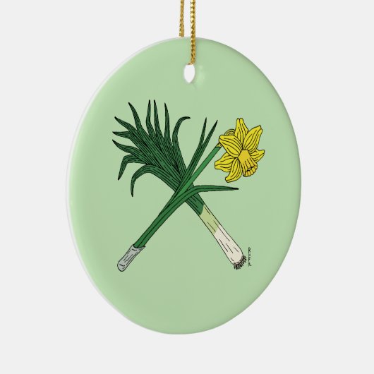 Leek en Daffodil Crossed Keramisch Ornament (Rechts)