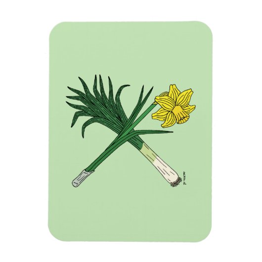 Leek en Daffodil Crossed Magneet (Verticaal)