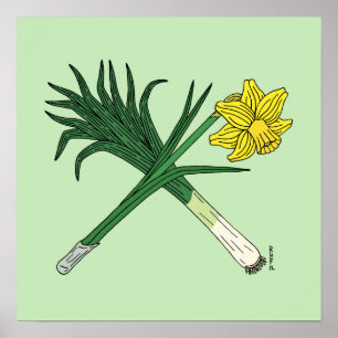 Leek en Daffodil Crossed Poster